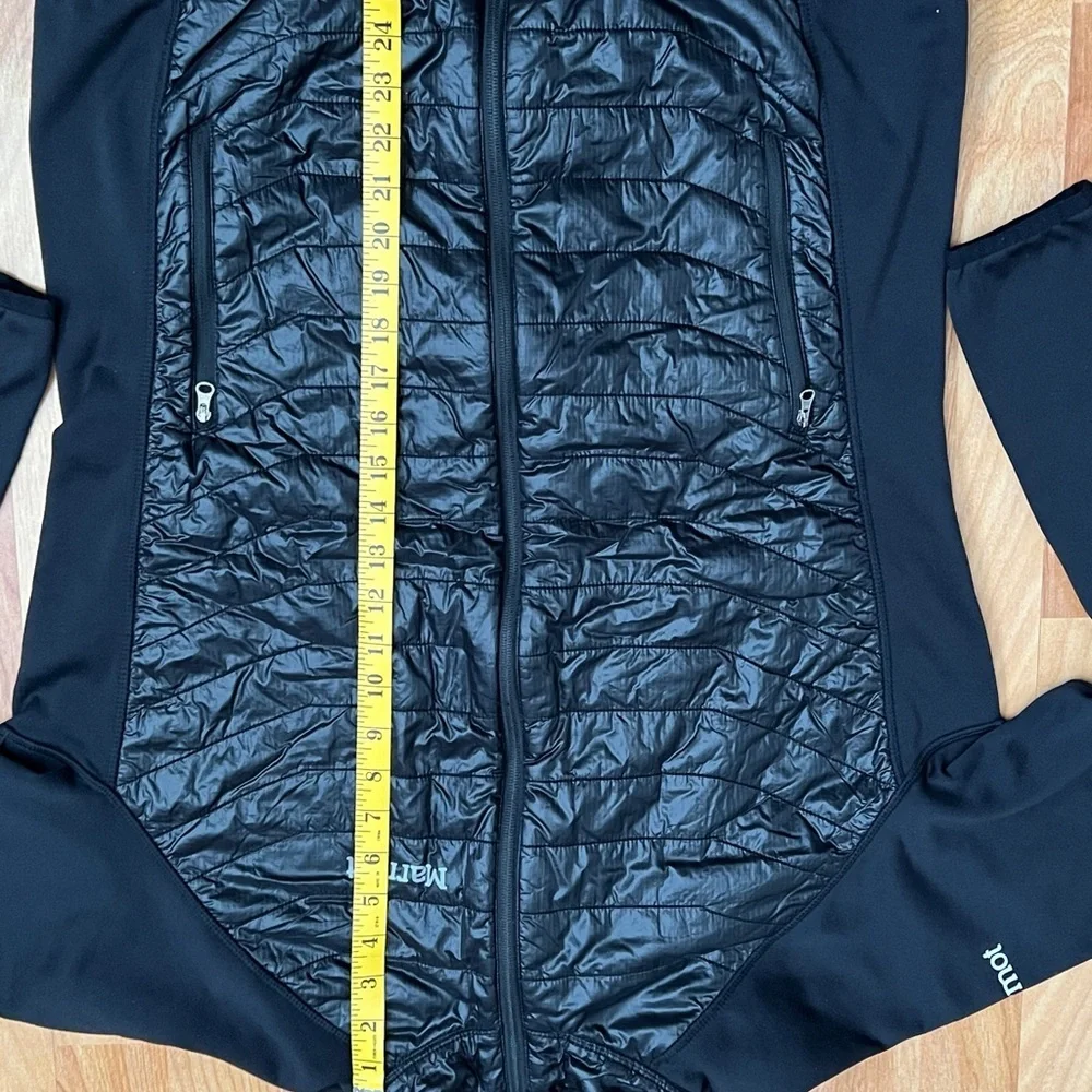 EUC Marmot Black Quilted Zip Jacket 2 Side Zip Pockets Thumb Holes sz Large